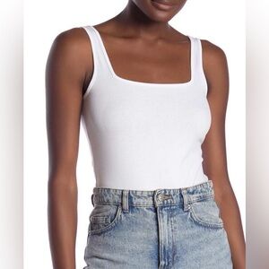 NWOT Bp. Square Neck Pull-On Bodysuit in White - Size XXS